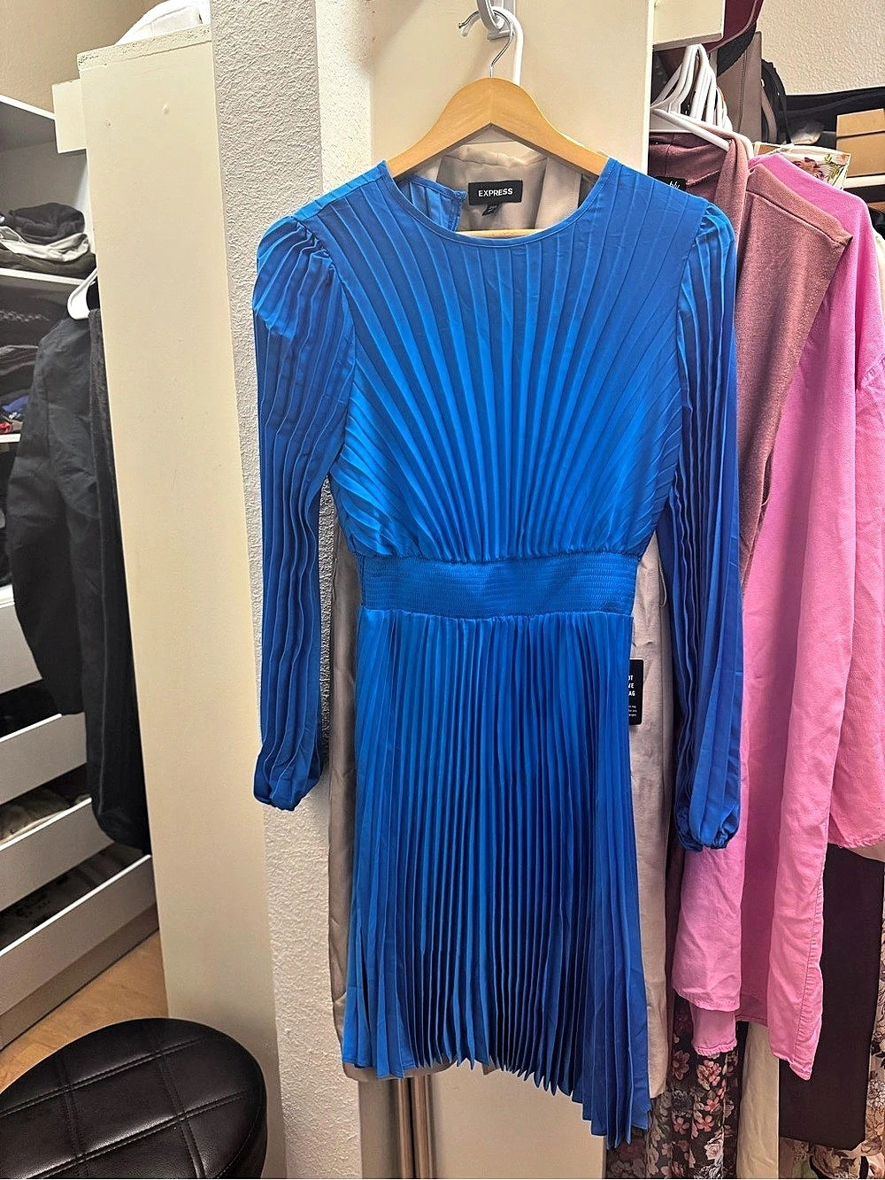 Lulus Pleated Mini Dress in Blue